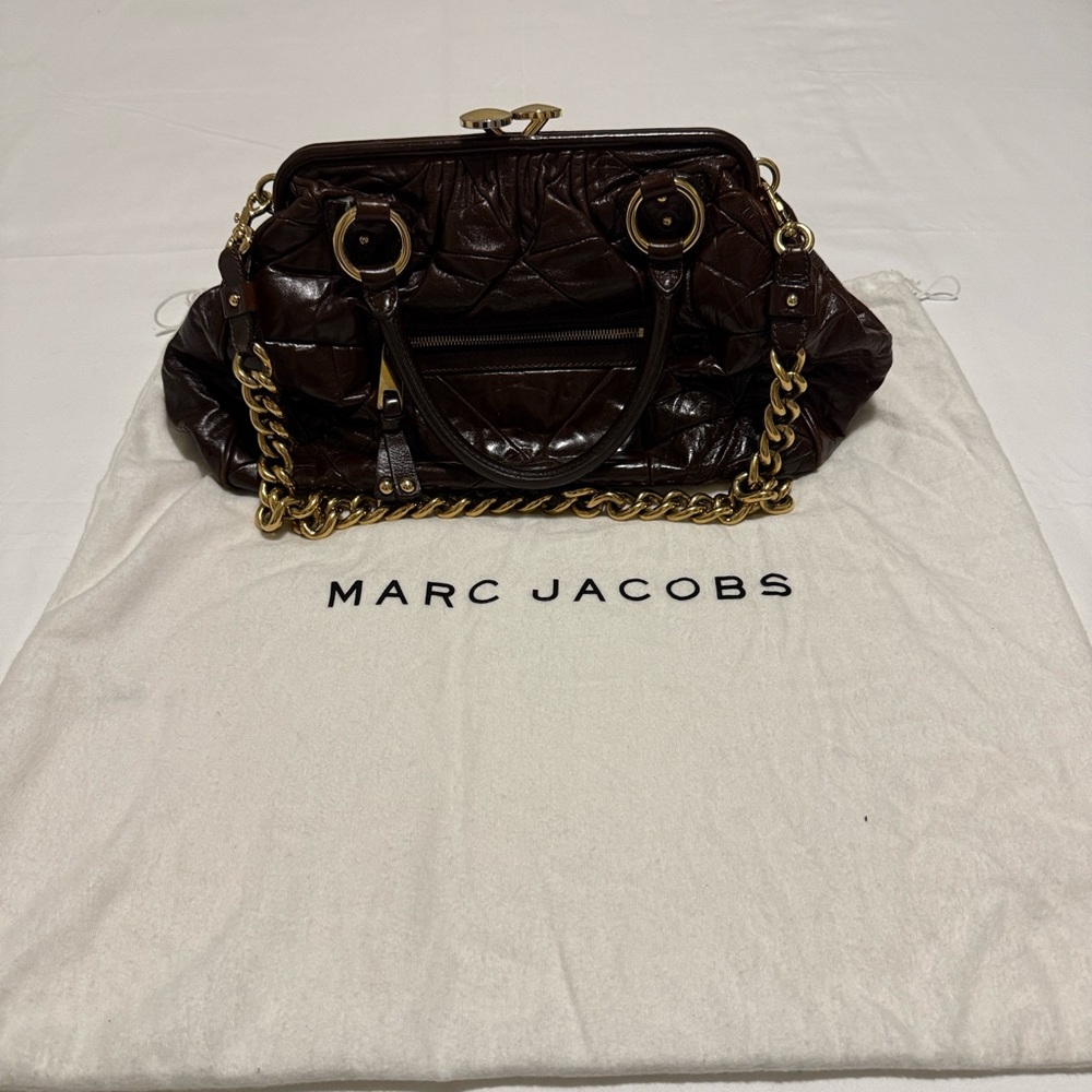Marc Jacobs Dark Brown Shoulder Bag with Gold Chain
